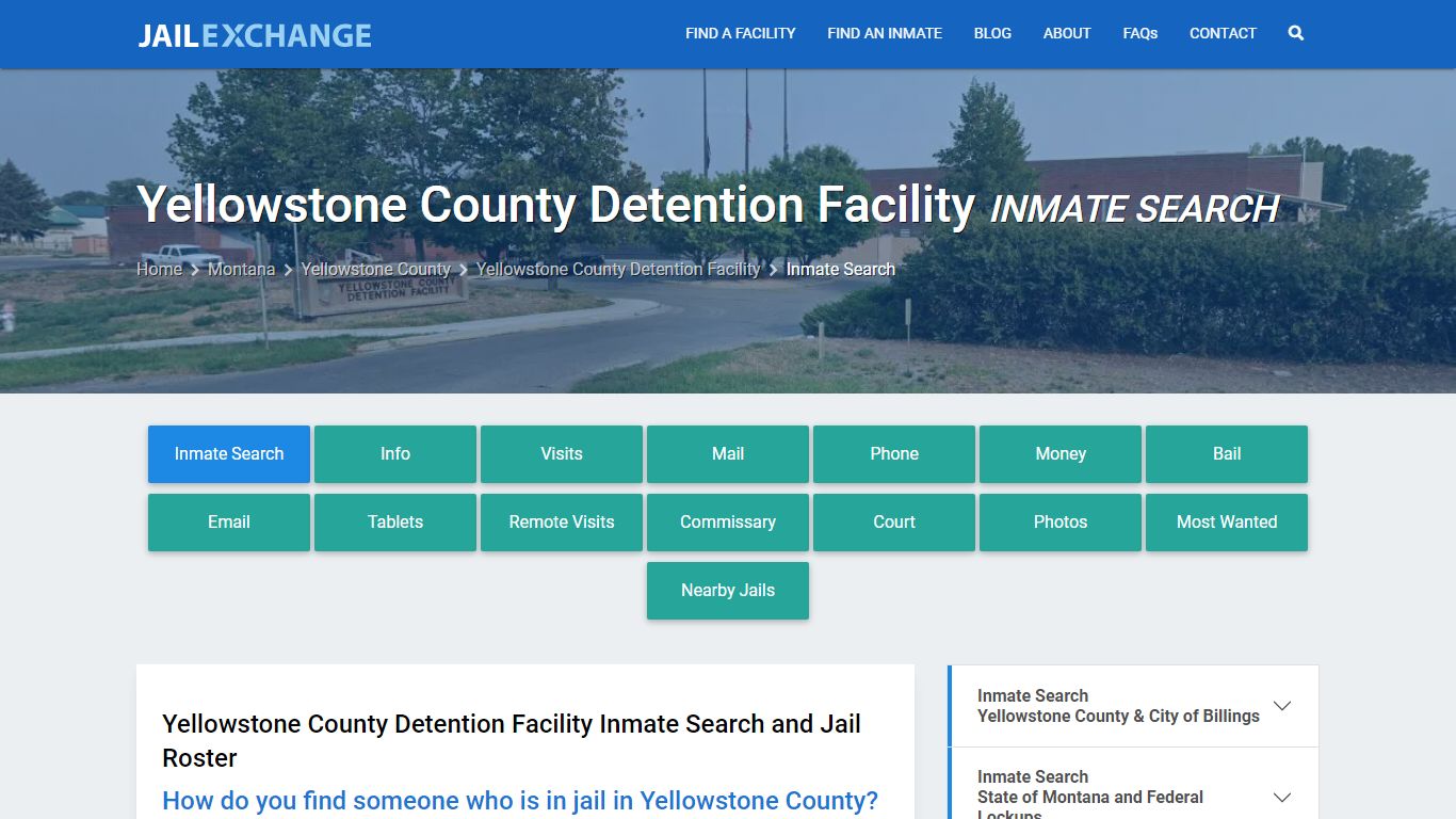 Yellowstone County Detention Facility Inmate Search - Jail Exchange